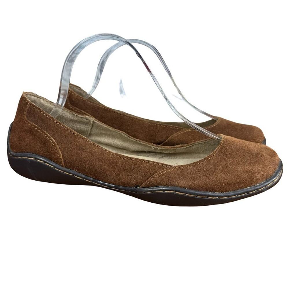 GH Bass & Co Colby Brown Suede Leather Slip On Round Toe Flats Shoes sz 8.5 M